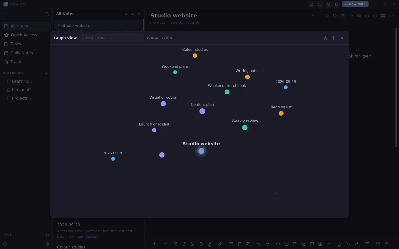 Graph view of linked notes